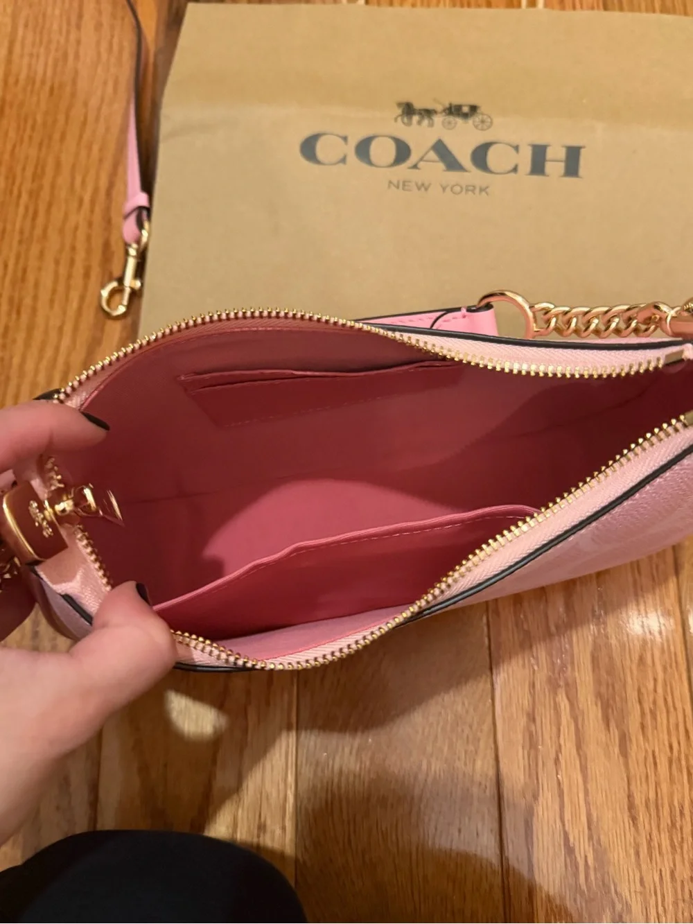 Coach Pink Signature Canvas Crescent Shoulder Bag with Gold Hardware (NO TAGS)